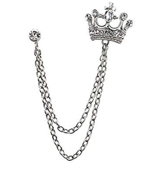 Silver Crown Chain Brooch